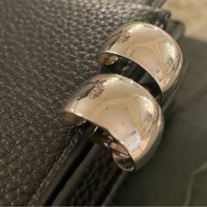 Vintage chrome Trifari clip on hoops